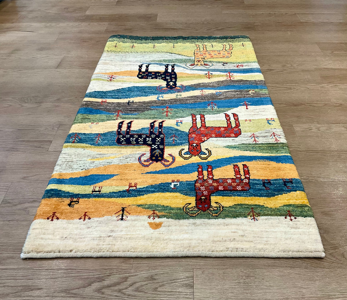 【福岡店】カシュクリギャッベ  140cm x 80cm RJ16635