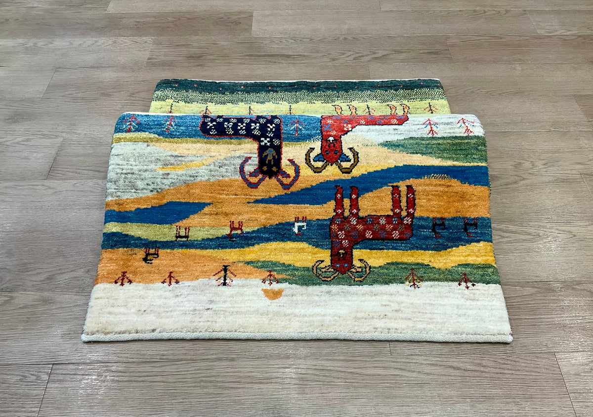 【福岡店】カシュクリギャッベ  140cm x 80cm RJ16635