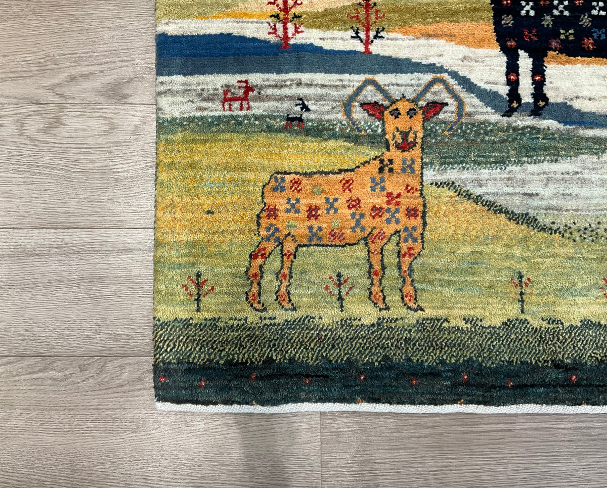 【福岡店】カシュクリギャッベ  140cm x 80cm RJ16635