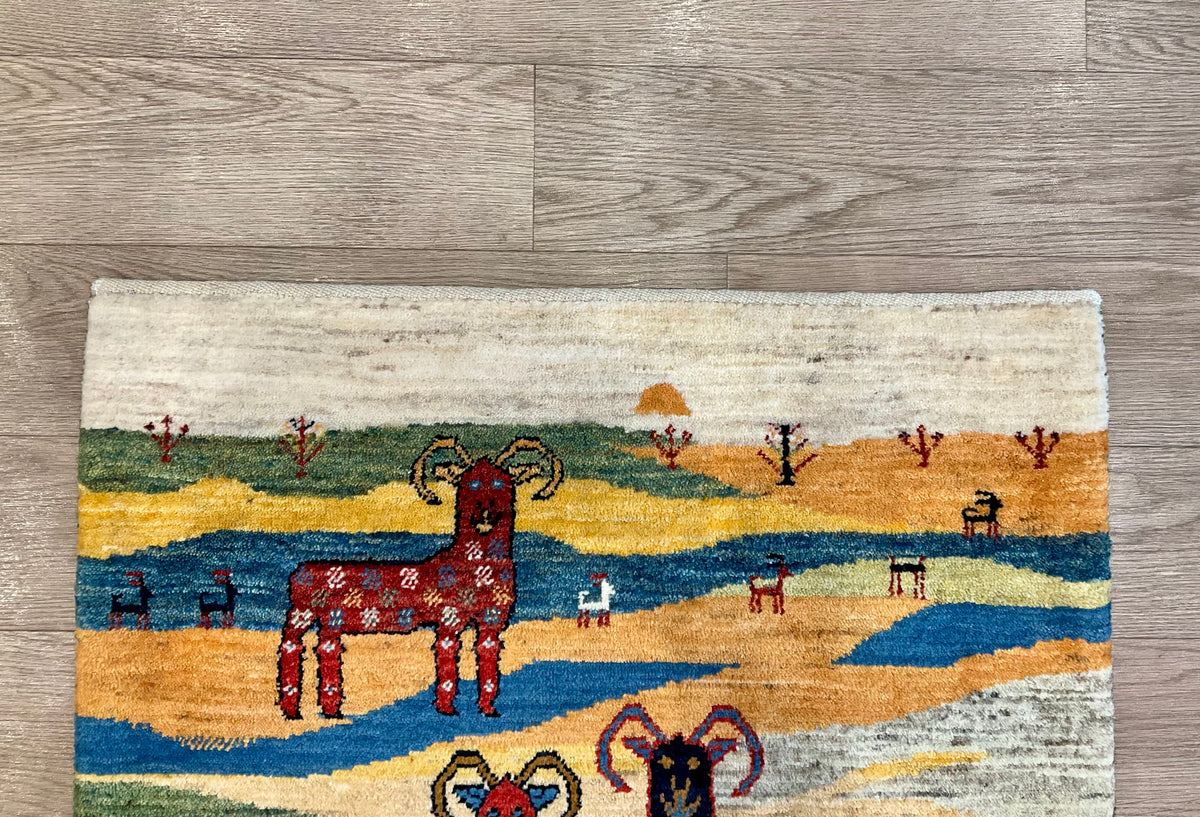 【福岡店】カシュクリギャッベ  140cm x 80cm RJ16635